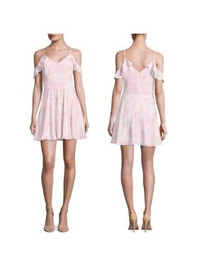 Amanda Uprichard Soft Pink Cold-Shoulder Fit-and-Flare Dress